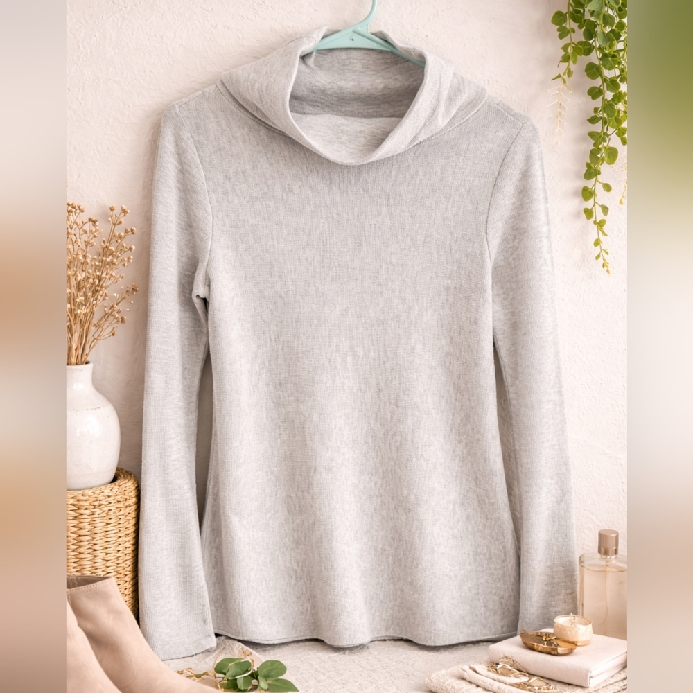 Ann Taylor Light Gray Cowl Neck Sweater